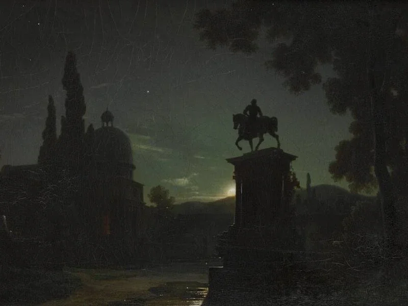 1807-Bernhard Stange - Piazza di Venezia al chiaro di luna